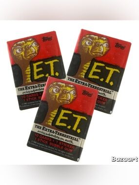 3 Packs 1982 VINTAGE TOPPS E.T. THE EXTRA TERRESTRIAL 30 CARDs 3 STICKERs